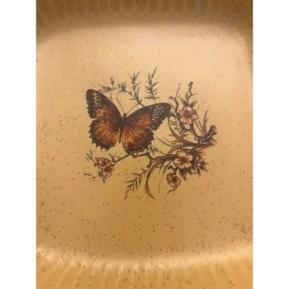 VTG 1970's Treasure Craft Baking Dish Pan With Butterflies 10" Square - Picture 2 of 4